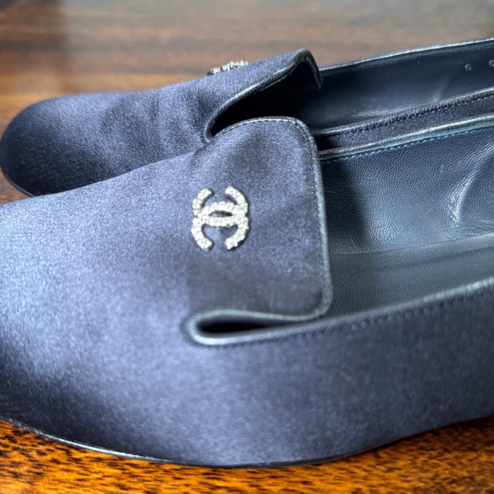 Chanel Satin Flats with Pearls on Heels